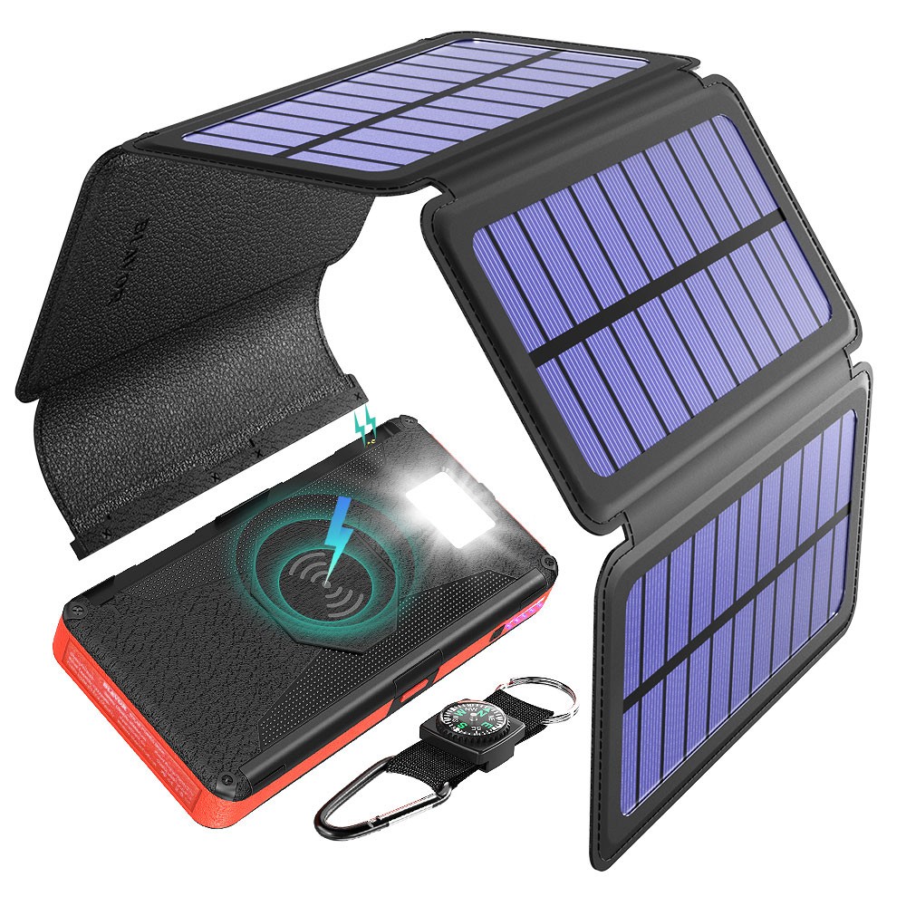 Vodootporni solarni bežični punjač od 16000 mAh s 5 solarnih panela